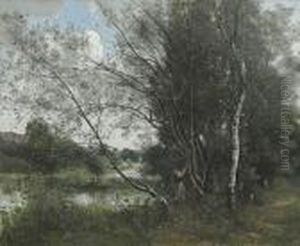 Ville-d'avray, L'etang A L'arbre Penche by Jean-Baptiste-Camille Corot