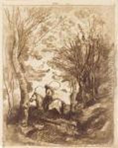 Le Grand Cavalier Sous Bois by Jean-Baptiste-Camille Corot