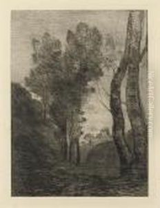 Environs De Rome (delteil 6) by Jean-Baptiste-Camille Corot