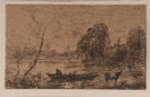 Ville D'avray : L'etang Au Batelier by Jean-Baptiste-Camille Corot