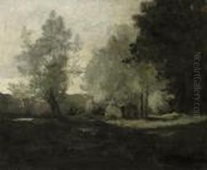 A Wooded Landscape by Jean-Baptiste-Camille Corot