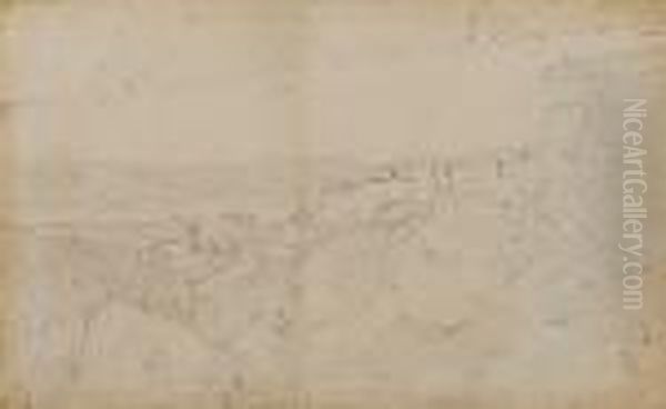 Paysage D'italie, Aqueduc Et Citadelle - view 1