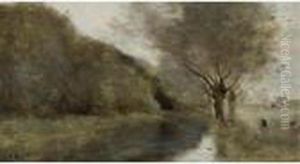 Pres Gisors: Saulaie Et Riviere, Effet Du Matin by Jean-Baptiste-Camille Corot