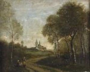 Bauerinnen Am Waldrand. by Jean-Baptiste-Camille Corot