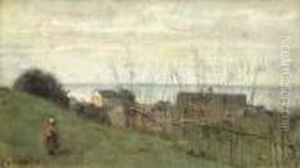 Le Treport, Maison Dominant La Mer by Jean-Baptiste-Camille Corot