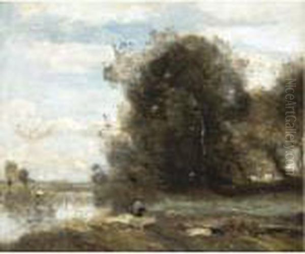 Le Pecheur A La Ligne. Souvenir Des Marais Du Nord - view 1