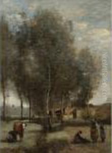 Sainte-catherine-les-arras by Jean-Baptiste-Camille Corot