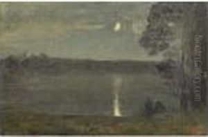 Clair De Lune Sur L'etang De Ville D'avray by Jean-Baptiste-Camille Corot