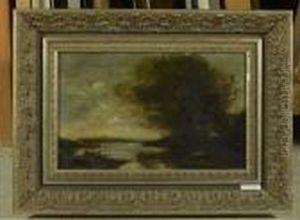 Fischer Auf Einem See. by Jean-Baptiste-Camille Corot