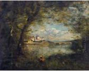 Souvenir Du Pont De Mantes by Jean-Baptiste-Camille Corot