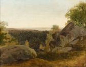 Foret De Fontainebleau. by Jean-Baptiste-Camille Corot