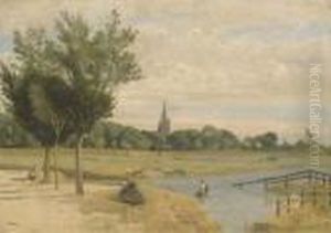 L'abreuvoir; Vue Prise Pres Des Remparts, Avec La Tour De La Lanterne, La Rochelle by Jean-Baptiste-Camille Corot