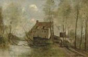 Planque, Pres Douai-le Moulin Brule by Jean-Baptiste-Camille Corot