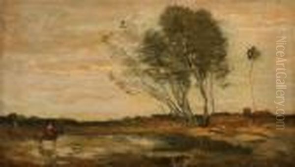 Barbizon Landscape With Man On Horseback - view 1