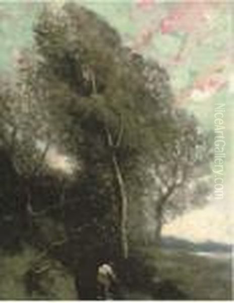 Figure In A Wooded Landscape - view 1