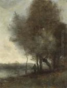 A River Landscape With A Figure Under A Tree