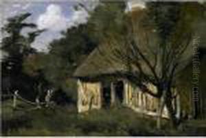 Chaumiere Normande Dans Un Herbage by Jean-Baptiste-Camille Corot