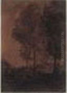 Personnages Lisant Sous Les Grands Arbres by Jean-Baptiste-Camille Corot