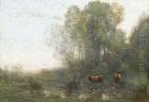 Vaches Au Marais, Le Matin by Jean-Baptiste-Camille Corot