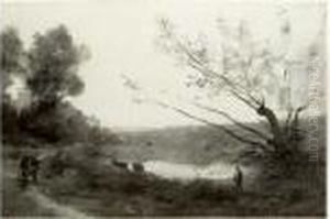 " Paysage A L'etang " by Jean-Baptiste-Camille Corot