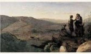 Famille De Chevriers Italiens by Jean-Baptiste-Camille Corot