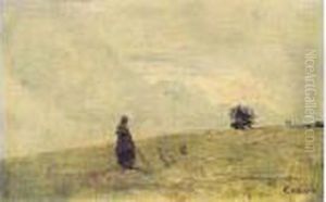 Huile Sur Toile Marouflee Sur Panneau, Signee En Bas A Droite. by Jean-Baptiste-Camille Corot