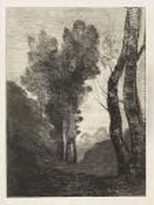 Environs De Rome<</b> by Jean-Baptiste-Camille Corot