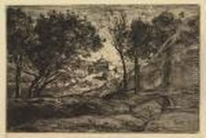 Souvenir De Toscane<</b> by Jean-Baptiste-Camille Corot