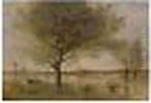 L'etang Au Gros Arbre by Jean-Baptiste-Camille Corot