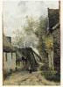 Paysanne Sur Le Chemin D'un Village by Jean-Baptiste-Camille Corot