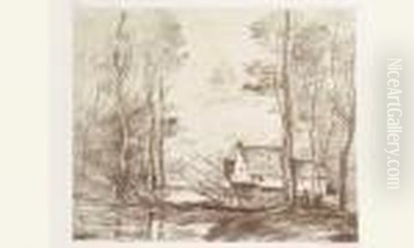 Le Moulin De Cuincy, Pres Douai. 1871. Autographie. - view 1