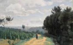 Les Hauteurs De Sevres - Le Chemin Troyon by Jean-Baptiste-Camille Corot