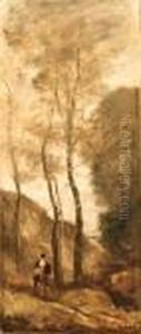 Cavalier Dans Une Gorge (horse And Rider In A Gorge) by Jean-Baptiste-Camille Corot