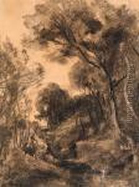 Personnages En Sous-bois En Fort De Fontainebleau (people In Theforest Of Fontainebleau) - view 1
