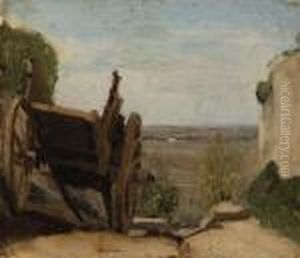 La Charrette 
Oil On Paper Laid Down On Canvas