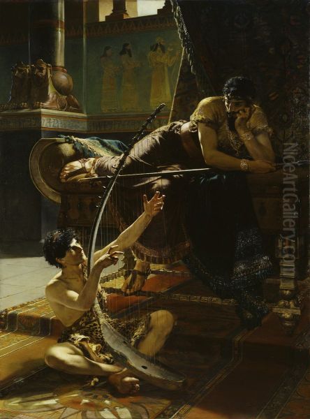 David and Saul by Julius Johann Ferdinand Kronberg