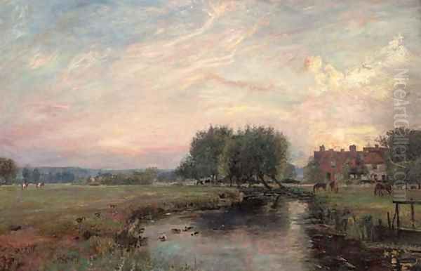 A peaceful river landscape at sunset - view 1