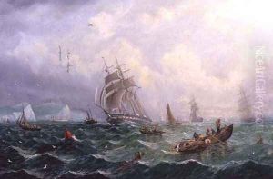 Shipping in Choppy Seas of Scarborough by Adolphus Knell