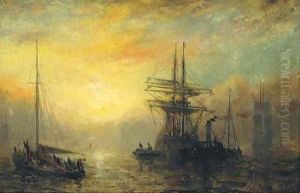 Towing out at dusk by Adolphus Knell