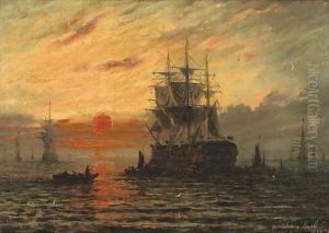 The flagship at dusk