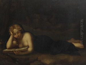 Saint Mary Magdalene Reading In A Landscape by Antonio Allegri da Correggio
