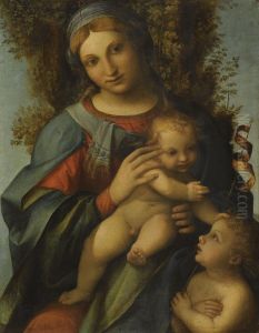 Madonna And Child With The Infant Saint John The Baptist by Antonio Allegri da Correggio