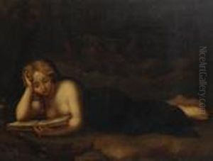 Saint Mary Magdalene Reading In Alandscape by Antonio Allegri da Correggio