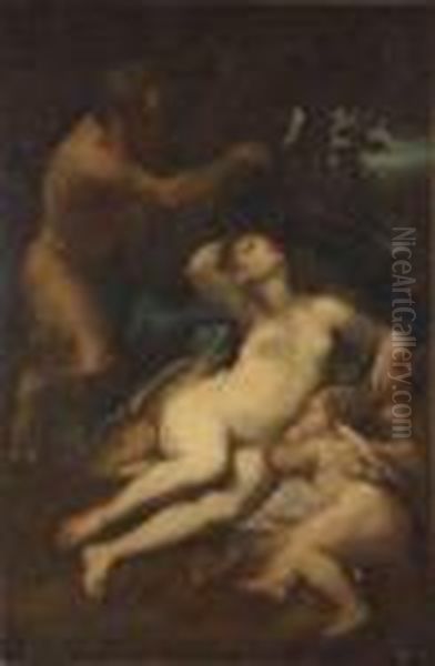 Venus Et Cupidon Endormis Surpris Par Un Satyre Ou Jupiter Et Antiope - view 1