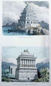 The Great Lighthouse of Alexandria and the Mausoleum at Halicarnassus by Ferdinand Knab