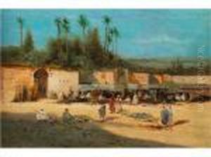Orientalische Marktszene In Eineroasenstadt