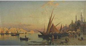 Capriccio View Of The Golden Horn, Constantinople by Hermann David Solomon Corrodi