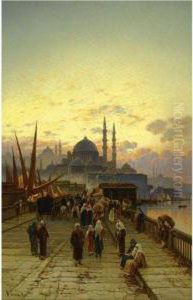 The Galata Bridge, Constantinople