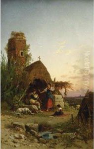 Gypsies In The Campagnia by Hermann David Solomon Corrodi