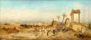 Fetching Water At A Fountain by Hermann David Solomon Corrodi